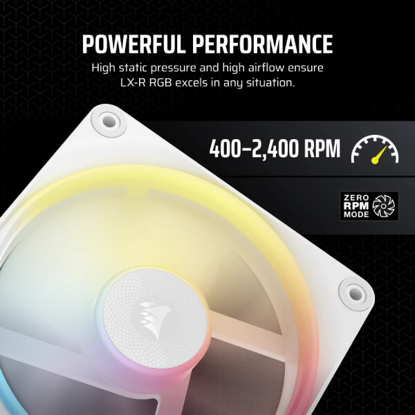 Corsair iCUE Link LX120-R RGB White Cabinet Fan, Triple Pack